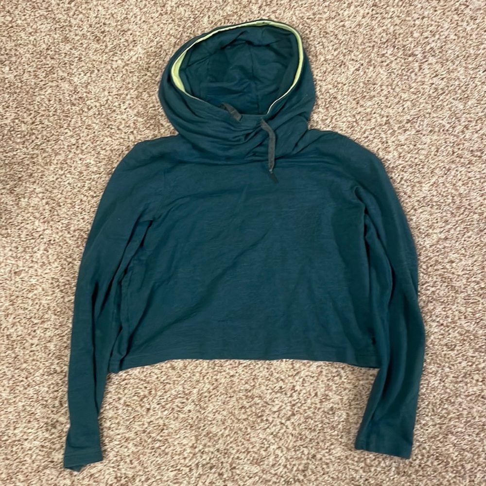 Cowl neck cropped hoodie